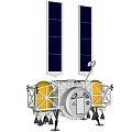 Lunar Spacecraft With Solar Panels Yellow Modules And White Structure Design 3d model