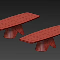 Modern Dining Table With Marble And Dark Wood Tops And Geometric Metal Legs