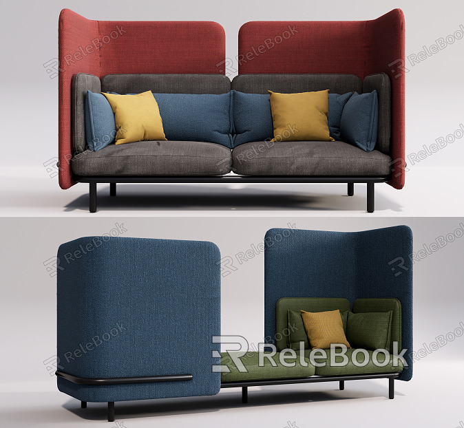 Modern Card Seat Double Sofa Single Sofa Card Seat Sofa model