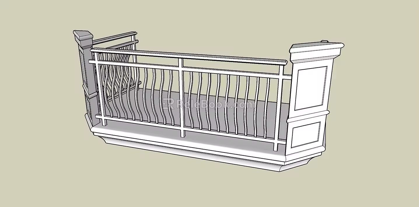 European-style component balcony railing 3d model
