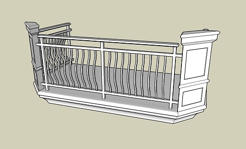 European-style component balcony railing 3d model