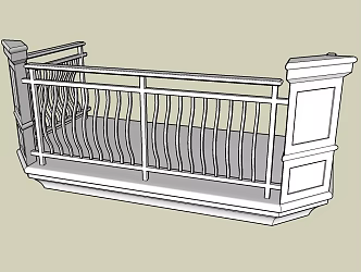 European-style component balcony railing 3d model