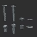 Essential Hardware Tools Featuring Hex Bolts Round Head Bolts Nuts and Washers 3d model