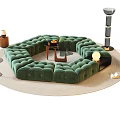 Modular Leisure Sofa Set Interior Design With Velvet Upholstery Side Tables And Floor Lamps