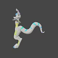 Animated Game Movie Character With Blue Purple Ears Colorful Stripes Arms Outstretched Tail