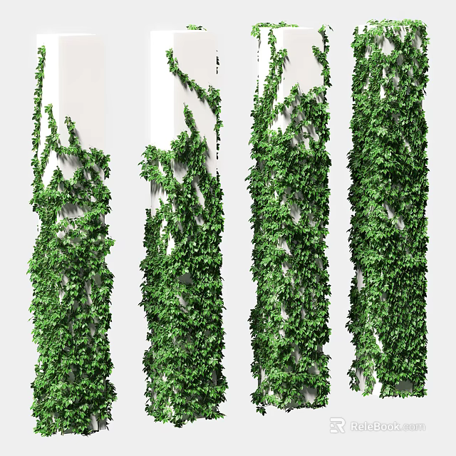 Shower Sauna Decor With Ivy Covered Columns 3d model