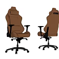 Brown Leather Office Chair with High Back Adjustable Armrests Black Base Swivel Wheels