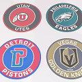 Utah Utes Philadelphia Eagles Detroit Pistons and Vegas Golden Knights Team Logos Design