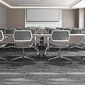 Modern Conference Room Interior Design With Conference Table Chairs And Projection Screen 3d model