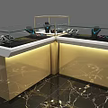 Elegant Jewelry Store Luxury Display Counter With Glass Top Marble Base And Gold Frame