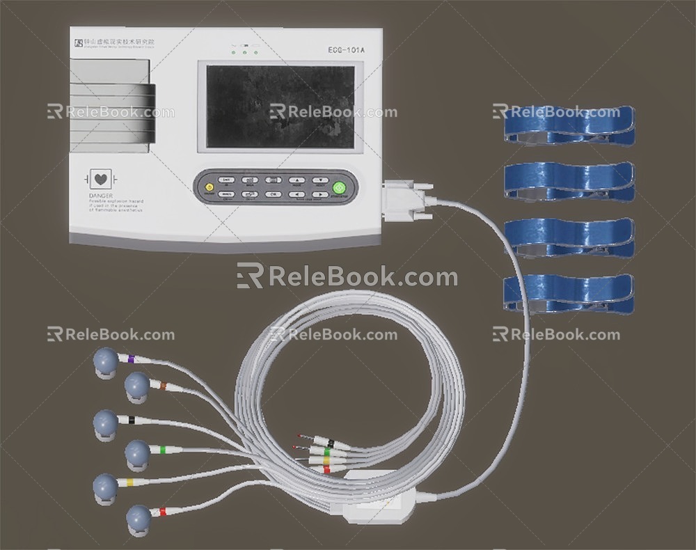 ECG machine lead wire entire ECG machine test clip test suction cup 3d model