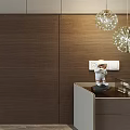 Modern Bedroom Accent Wall With Vertical Stripes Wooden Panel Wall Lamp And Nightstands