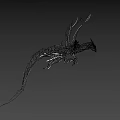 Fantasy Game Movie Character White Line Art Abstract Design Dynamic Pose Black Background