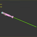Futuristic Lightsaber Weapon with Green Laser Beam and Metallic Hilt Design
