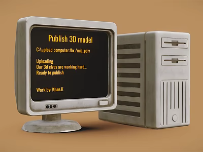 Vintage Desktop Computer With Monitor And Tower Case Displaying 3D Model Upload 3d model