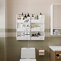 White Wall Mounted Bathroom Cabinet Shelf with Multiple Shelves for Toiletries