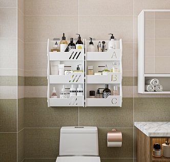 Modern Shelf Bathroom Products Storage Combination Toilet Top Storage Box Storage Check Toiletries 3d model