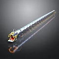 Long Silver Dragon 3D Model With Yellow Accents Red Head And Metallic Design