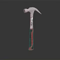 Sturdy Hardware Hammer With Silver Head And Red Black Grip For DIY Tasks 3d model