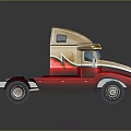 Golden And Red Modern Truck With Streamlined Cab And Shiny Exterior