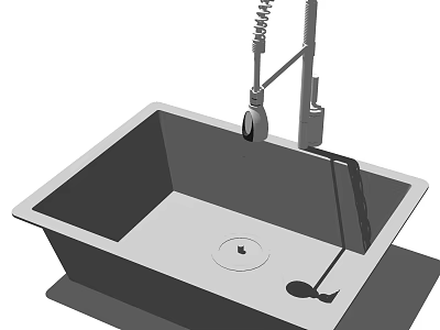 Stainless Steel Kitchen Sink With Pull Out Faucet And Built In Drain Drainer 3d model