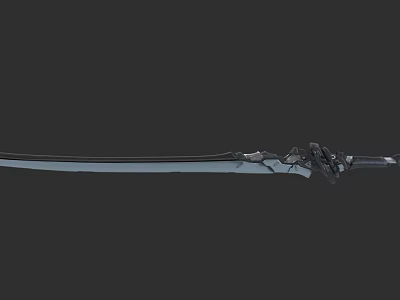Long Metallic Sword With Intricate Decorative Hilt And Sharp Blade Design 3d model