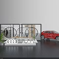 Starry Sky Background With Audi Logo SAIC Audi Sign And Red Car