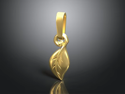 Elegant Golden Leaf Shaped Pendant Design For Daily Life Accessories 3d model