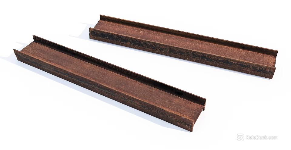 Rusty Metal Strips With Weathered Surface And Long Design Structure 3d model