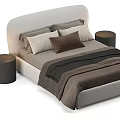 Modern Bedroom Bed With White Headboard Brown Bedding And Black Nightstand