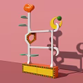 Creative Display Shelf with Layered Shelves Logo on Top Yellow Moon and Green Ball Decor