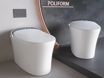 Poliform Modern White Smart Toilets With Blue Lights In Sleek Bathroom Design 3d model