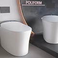 Poliform Modern White Smart Toilets With Blue Lights In Sleek Bathroom Design