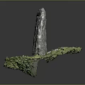 Rustic Circular Stone Carving With Natural Moss And Grass Base 3d model