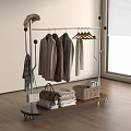 Modern Clothes Hanger Stand With Hanging Coats Hat Handbag Folded Clothes And Storage Basket