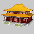 Ancient Chinese Architecture Traditional Design With Yellow Roof Red Pillars And Ornate Eaves