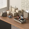 Modern Bathroom Accessories With Storage Boxes Tray Toiletries Bottles Soap Dish In Neutral Tones