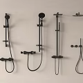 Black Modern Bathroom Shower Systems With Various Wall Mounted Styles 3d model