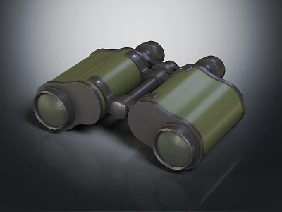 Green Binoculars With Black Accents And Round Glass Lenses Design 3d model