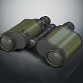 Green Binoculars With Black Accents And Round Glass Lenses Design