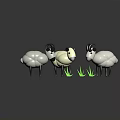 Cartoon Sheep Characters With White Body Black Horns Legs On Yellow Ground With Green Grass