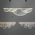 Three Modern Hanging Chandeliers Featuring Circular Transparent Shades And Metal Frames 3d model