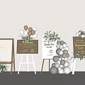 Wedding Welcome Signs With Balloon Garlands And Floral Arrangements Decor