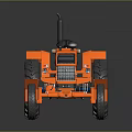 Classic Orange Tractor With Black Wheels And Retro Design Features