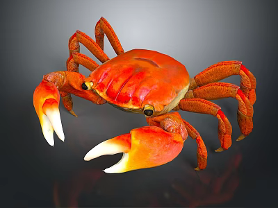 Red Crab With Large Claws And Detailed Legs In Close Up View 3d model