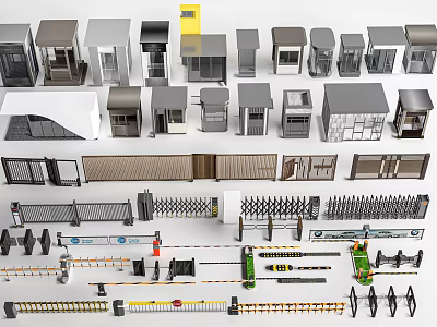 Different Types Of Security Booths Gates And Barrier Access Control Systems 3d model