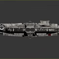 Detailed Sci-Fi Spaceship Model With Gray Red Accents And Engine Design 3d model