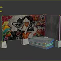 Modern Decorative Furniture Room Divider With Vibrant Graffiti Artwork And Grey Base