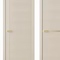 Modern Light Beige Vertical Striped Interior Casement Doors With Brass Handles