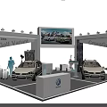 Volkswagen Exhibition Booth With Car Display Showcasing Golf Variant And CrossGolf Vehicles